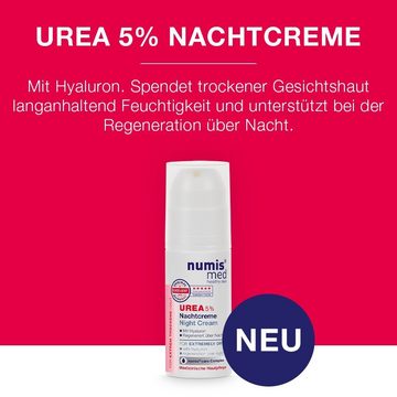 numis med Nachtcreme Nachtcreme 5% Urea - vegane Gesichtscreme - Gesicht Creme 1x 50 ml, 1-tlg.