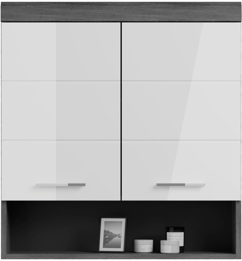 INOSIGN Hängeschrank Siena, Breite 74cm, 2 Türen, 1 offenes Fächer, MDF-Front in verschiedenen Farben erhältlich, Badmöbel, Badschrank, Schrank, Bad
