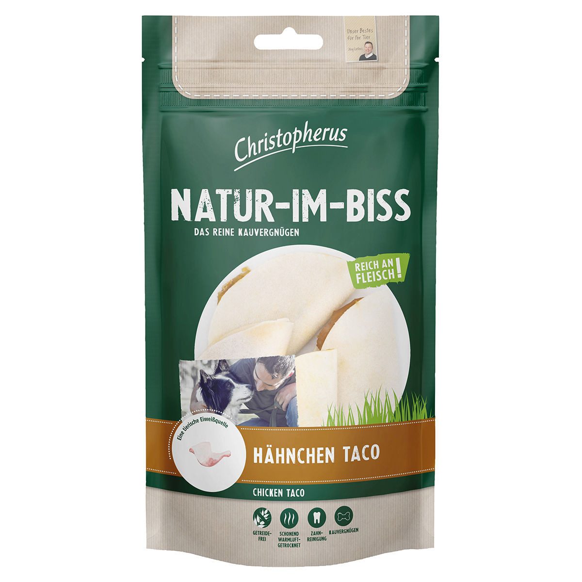 Christopherus Hähnchen Tacoo 65 g - 12 Stück, Snack für: Hund