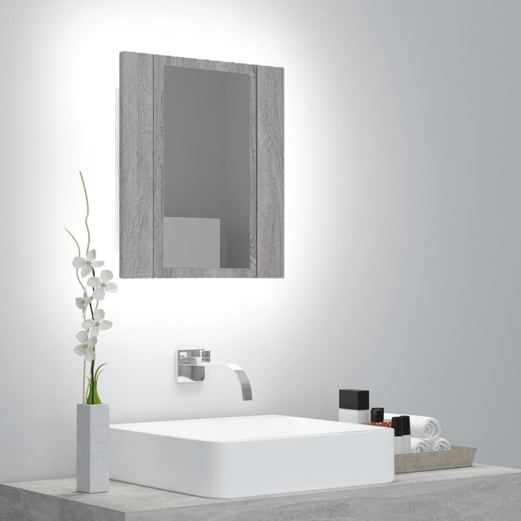 Grau LED-Spiegelschrank Badezimmerspiegelschrank 40x12x45 Holzwerkstoff (1-St) Sonoma cm vidaXL