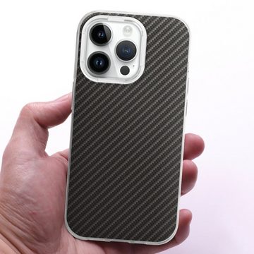 DeinDesign Handyhülle Metallic Look Muster Carbon Carbon, Apple iPhone 14 Pro Silikon Hülle Bumper Case Handy Schutzhülle