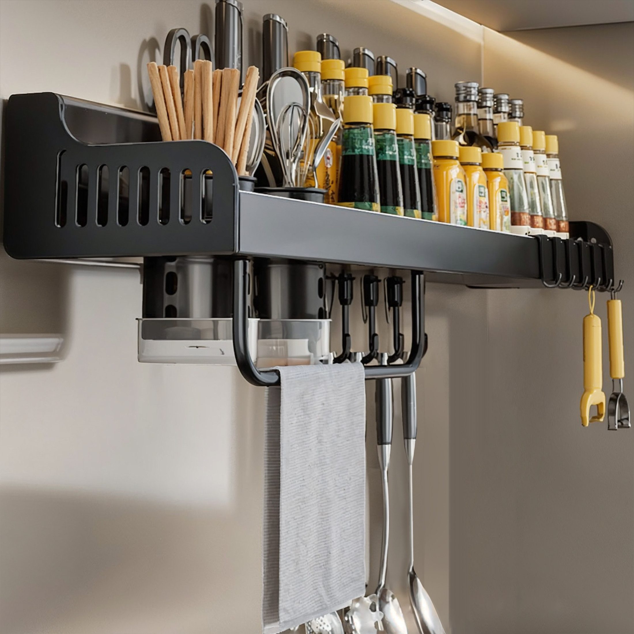 Masbekte Gewürzregal Küchenorganizer-Set, Hängendes Küchenregal mit günstig online kaufen