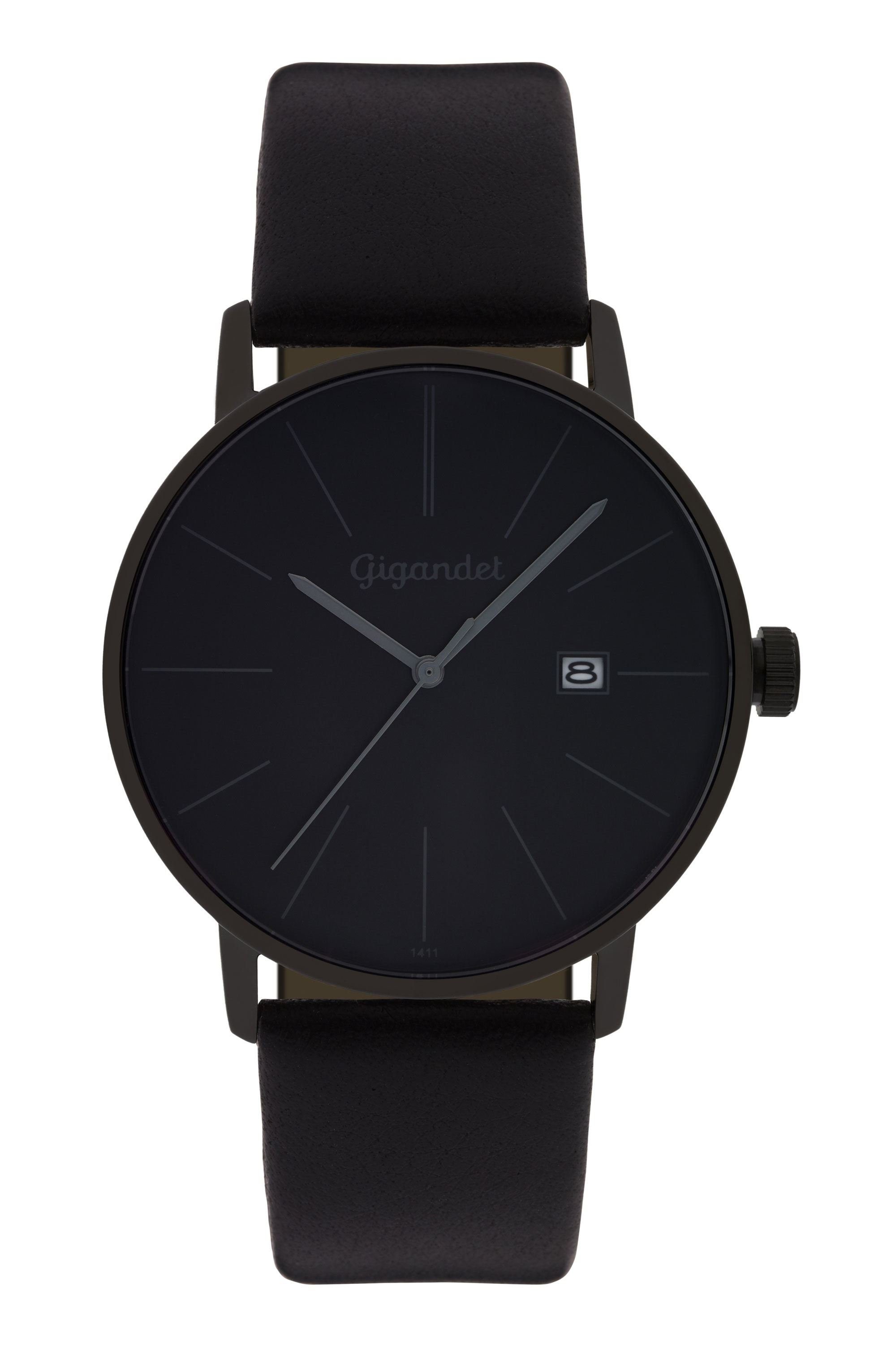 Gigandet Herrenuhr, Armbanduhr, Businessuhr, 42mm, MINIMALISM G42-004, Mineralglas, Datumsanzeige, Lederband, 3bar/30m wasserfest