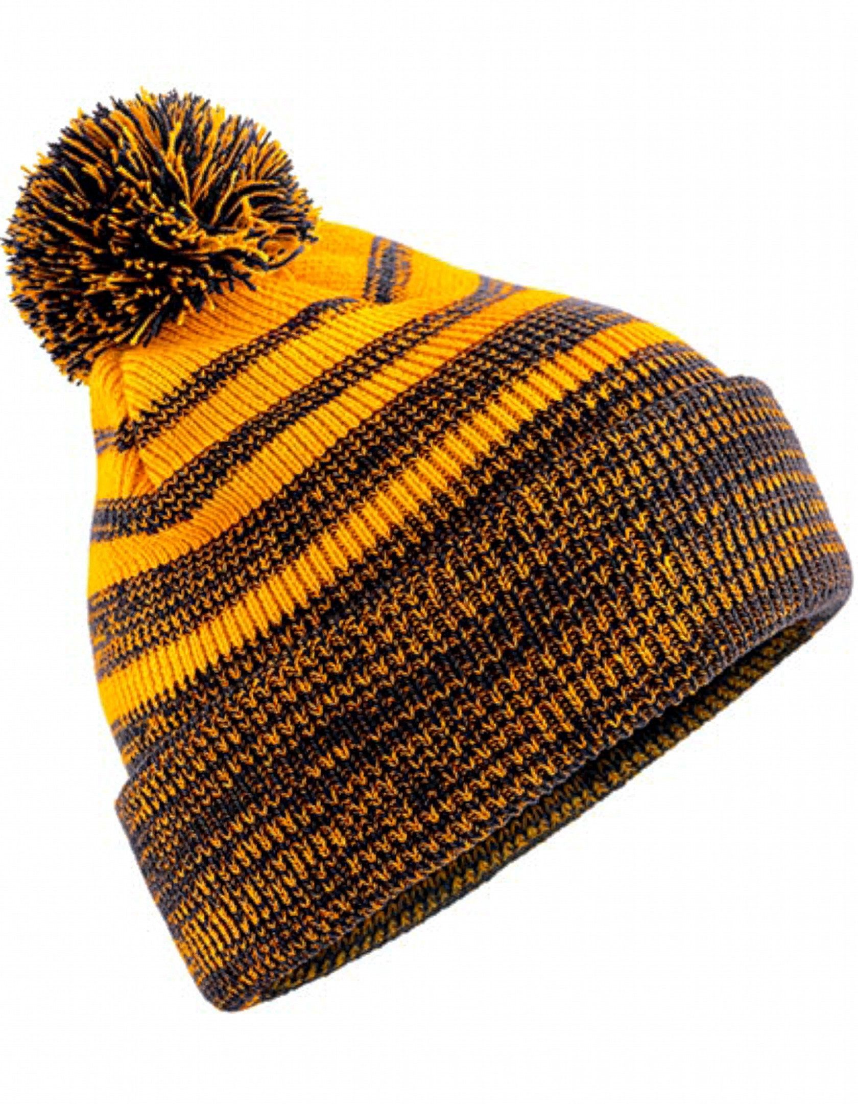 Beechfield® Bommelmütze Damen Strickmütze/ Mütze / Wintermütze mit breitem Umschlag Zweilagiger Strick