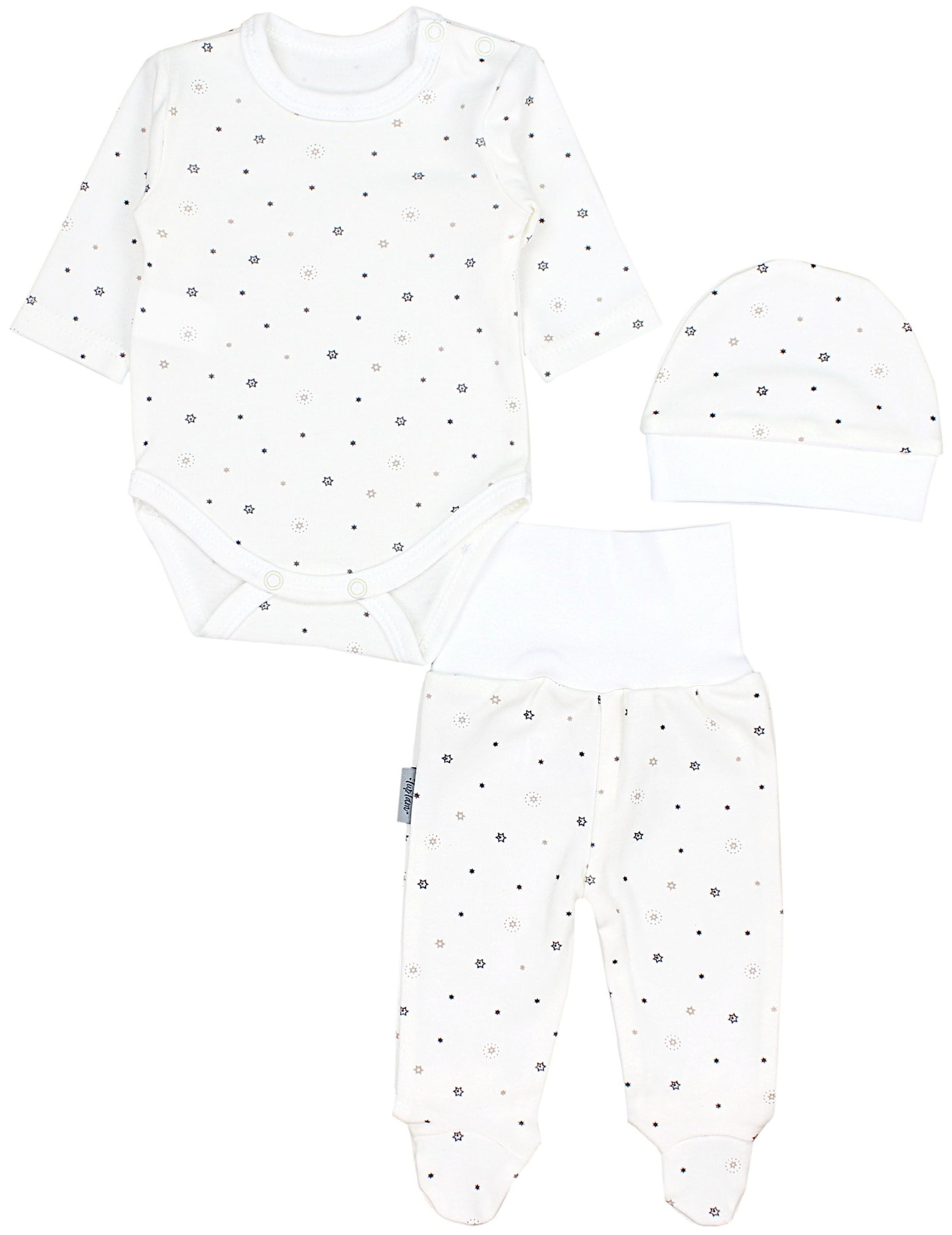 TupTam Langarmbody Baby Mädchen Jungen Bekleidungsset Langarmbody Hose Mütze mit Spruch