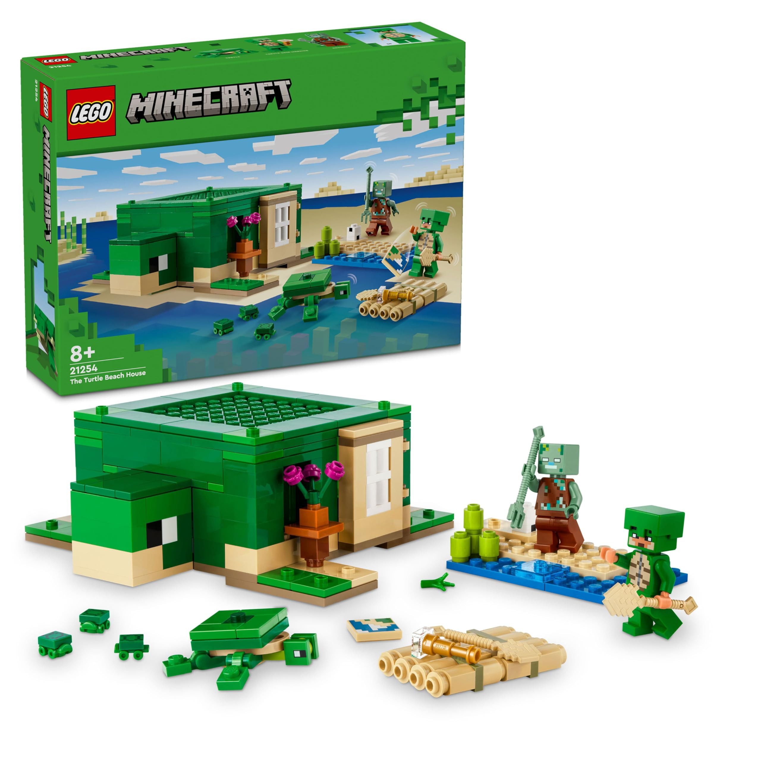 LEGO® Minecraft Das Schildkrötenstrandhaus 21254 Konstruktions-Spielset, (234 St), 234-teiliges LEGO Bauset