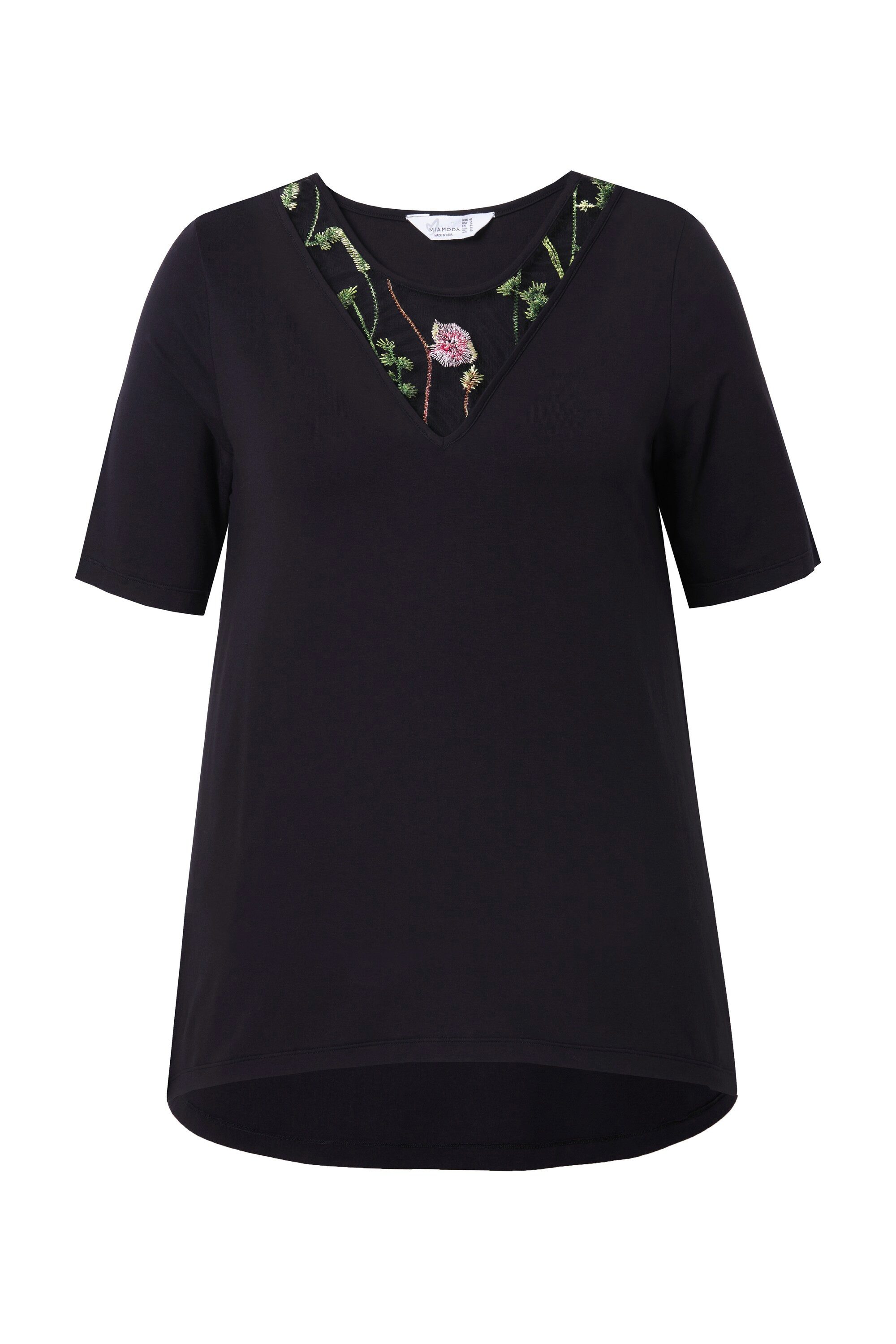 MIAMODA T-Shirt T-Shirt A-Linie Blüten-Mesh-Einsatz günstig online kaufen