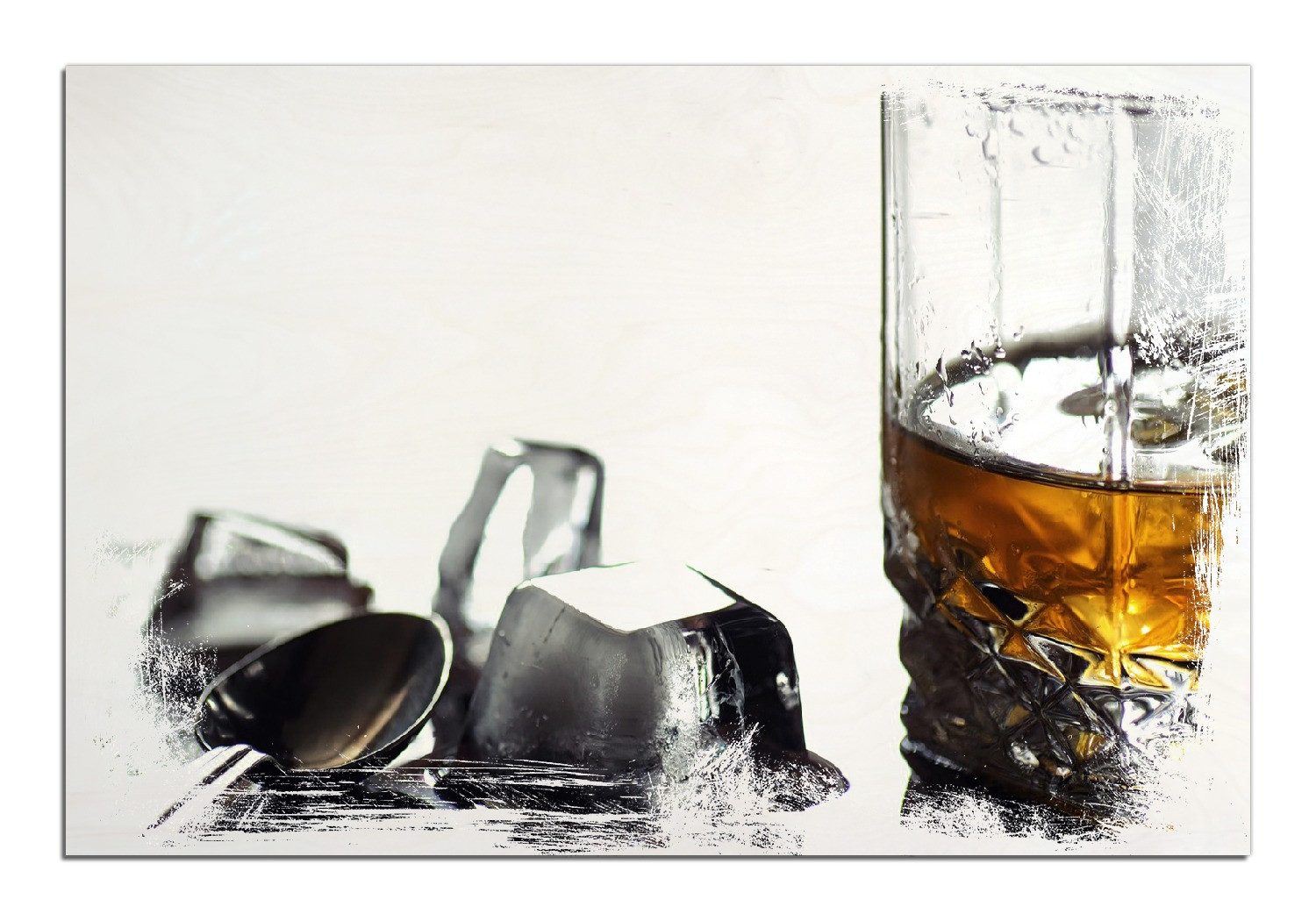 Wallario Holzbild, Whiskey on the Rocks, in verschiedenen Ausführungen
