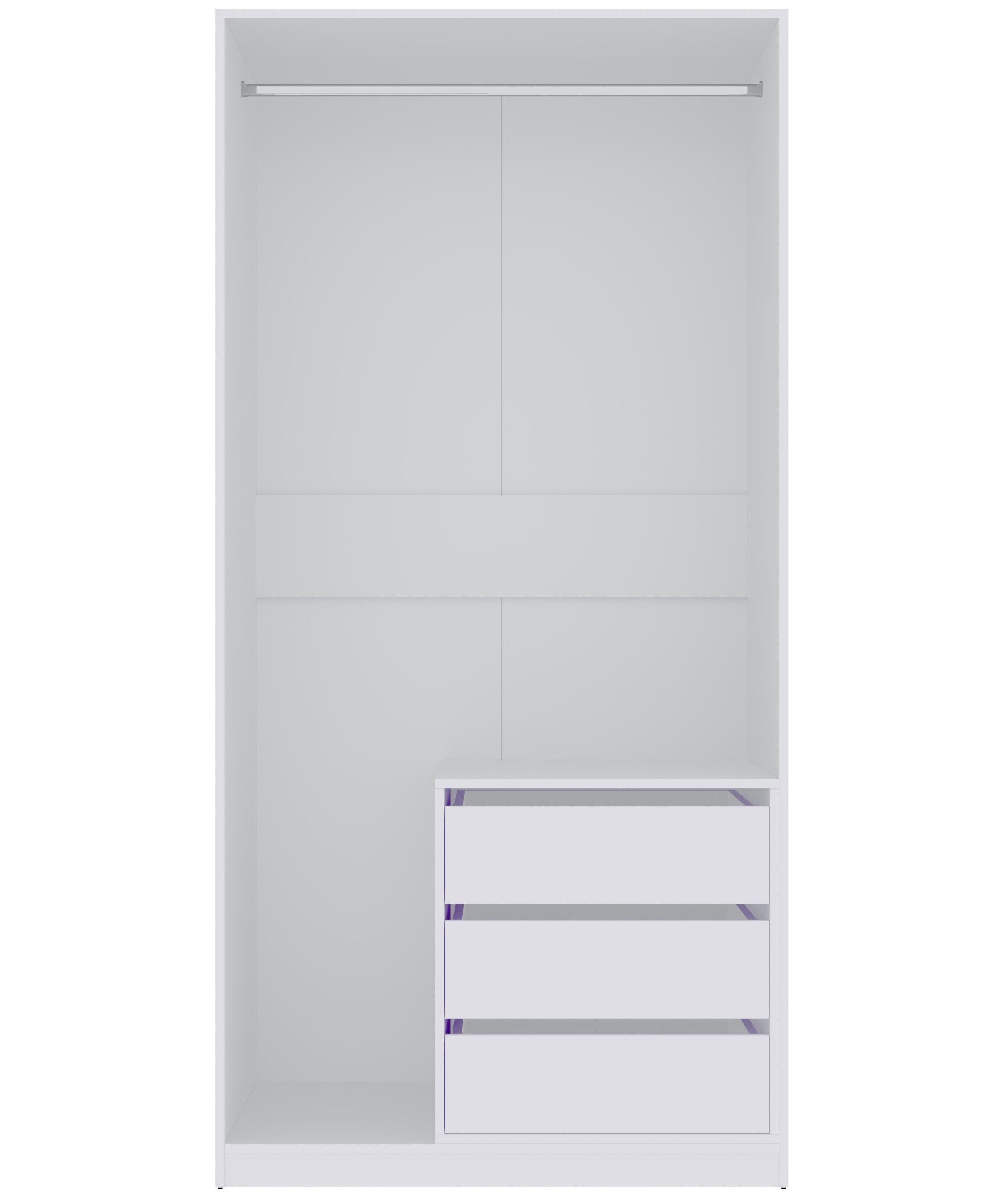 Marmex Möbel Garderobenschrank TRES 11B moderner Kleiderschrank mit Kleiderstange Ankleidezimmer Container mit 3 Schubladen