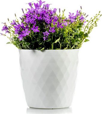 Centi Blumentopf Kräutertopf, Indoor Blumentopf (Set, 3 St., Ø 14), weiß glänzend, aus stabilem Kunststoff, ideale Fensterbank-Größe