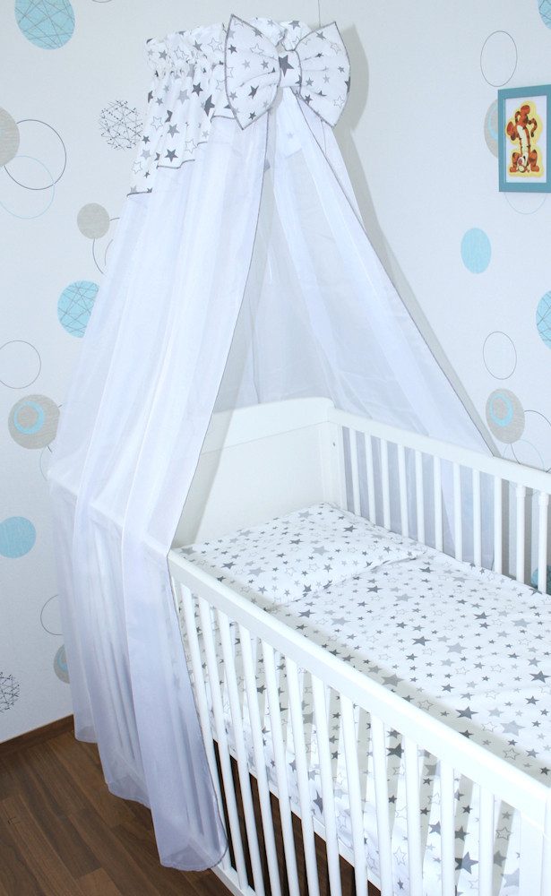Primawela Betthimmel aus weißem Chiffon mit Baumwollabschluss für Baby Kinder Bett
