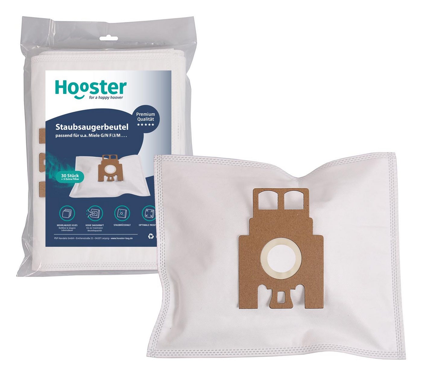 Hooster Staubsaugerbeutel 30 Stück passend für Miele Complete C 2 / C2 / C.2 /C/2, / C-2 Tango Ecoline/Eco Line mit Zusatzfiltervlies