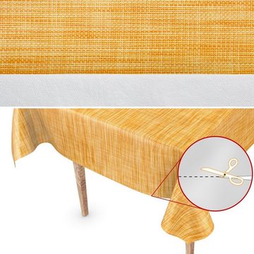 ANRO Tischdecke Tischdecke Wachstuch Einfarbig Gelb Robust Wasserabweisend Breite 140, Glatt