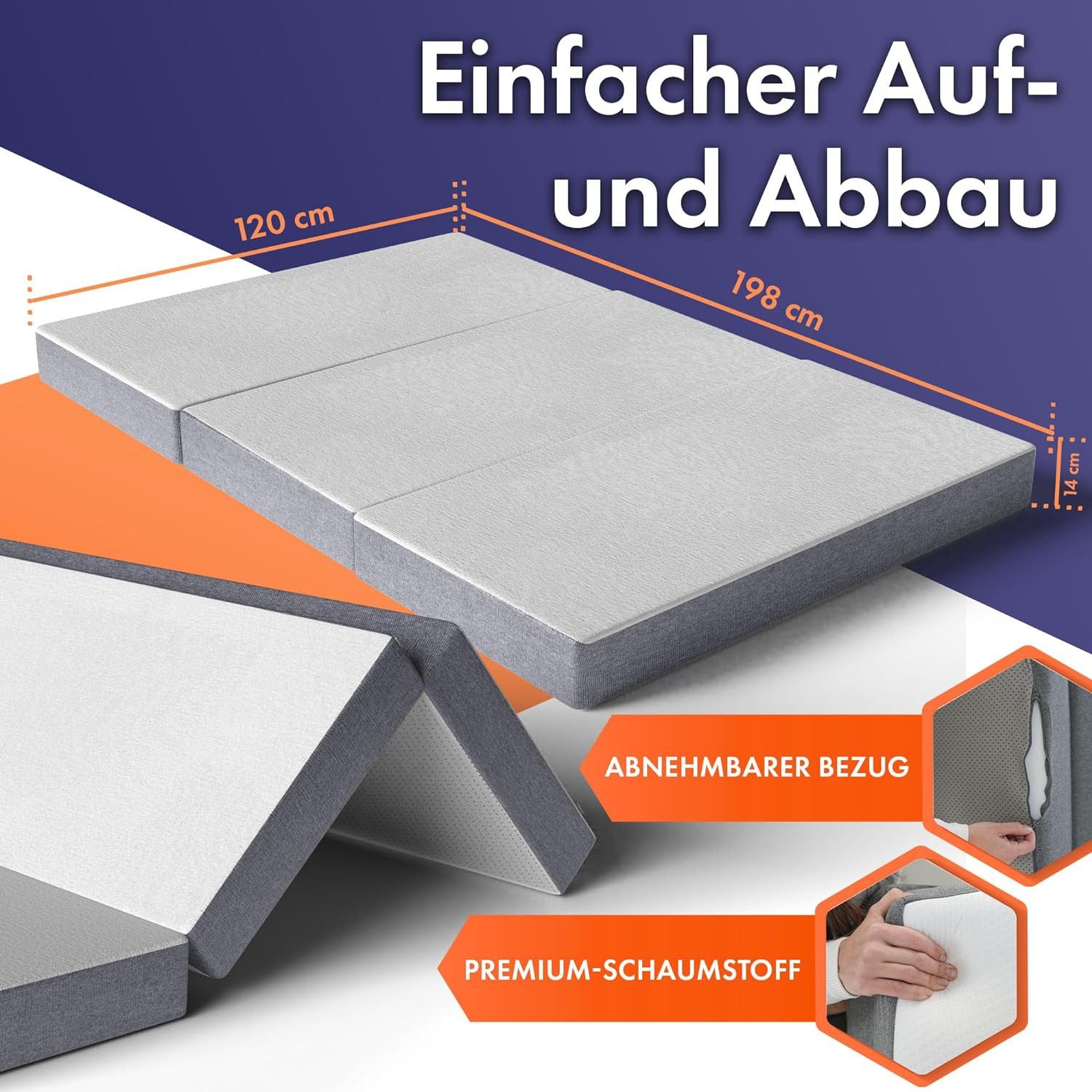 Klappmatratze Gästematratze Klappbar Mittel Hart H3 günstig online kaufen