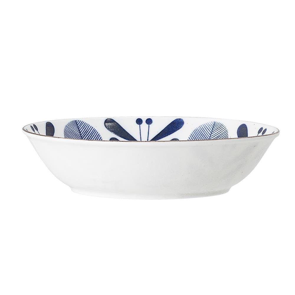 Bloomingville Servierschale Camelia, Schale, weiß / blau, Ø 21,5 cm, 750 ml, Servierschüssel