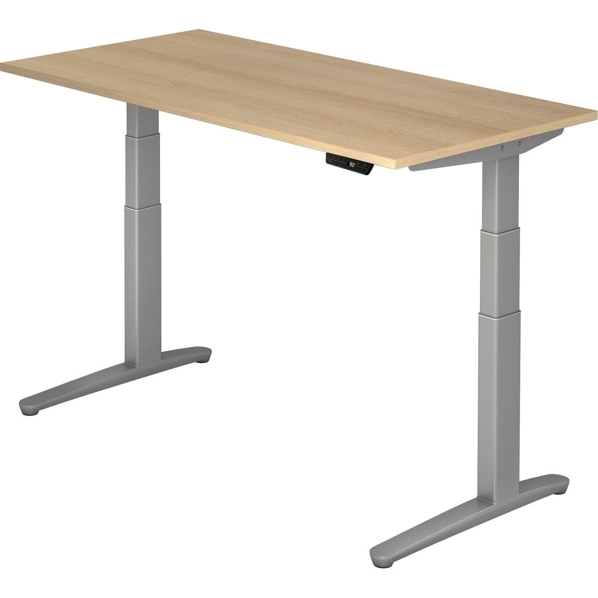 HAMMERBACHER Schreibtisch Sitz-Steh-Schreibtisch elektrisch 160x80cm Eiche/silber