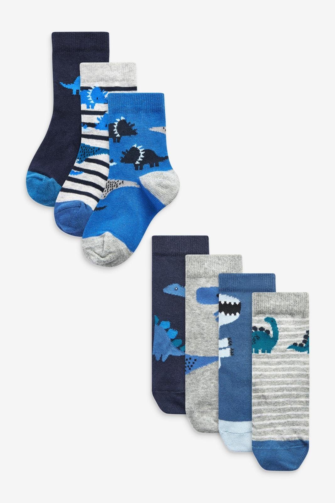 Next Kurzsocken Socken mit hohem Baumwollanteil, 7er-Pack (1-Paar) Blue Dino