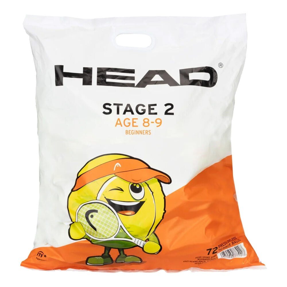 Tennisball 72B Head Stage 2- Orange- Polybag - - Play And Stay Ball