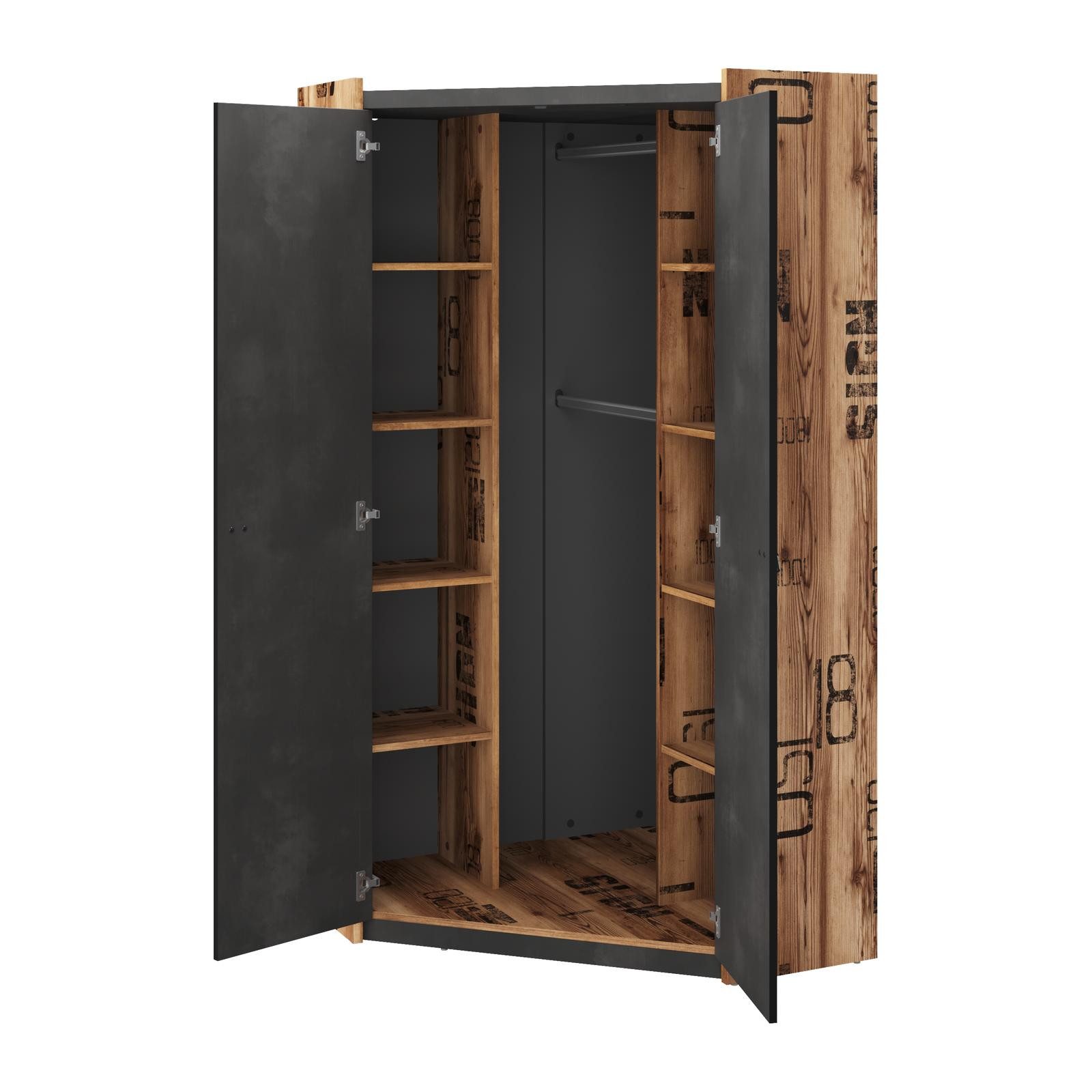 HAUSELEMENT Eckkleiderschrank FARGO FG-17 2 Türen Kleiderschrank Drehtürenschrank Schrank Loft – Bild 2 von 5