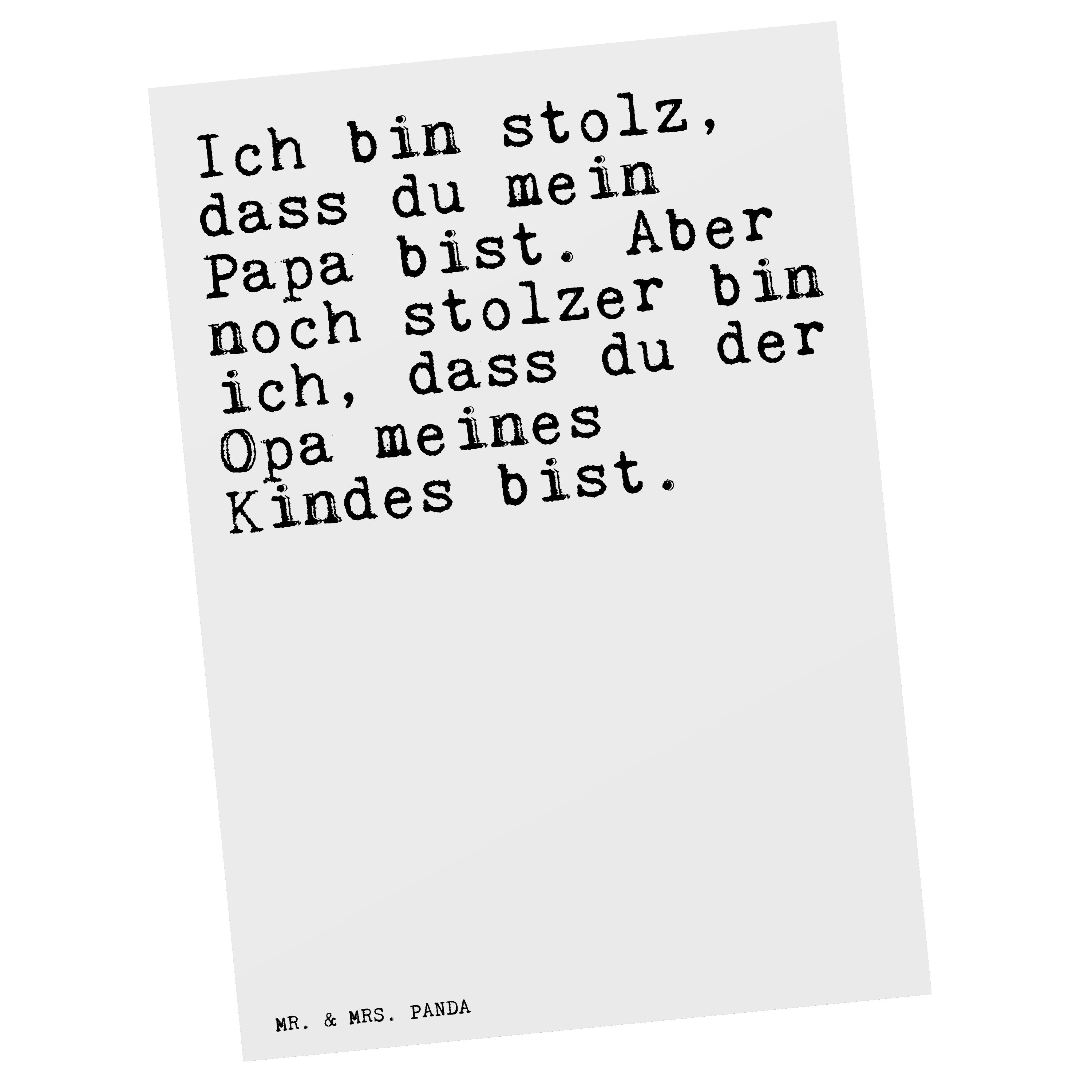 Mr. & Mrs. Panda Postkarte »Ich bin stolz, dass... Weiß Spruch, Opa