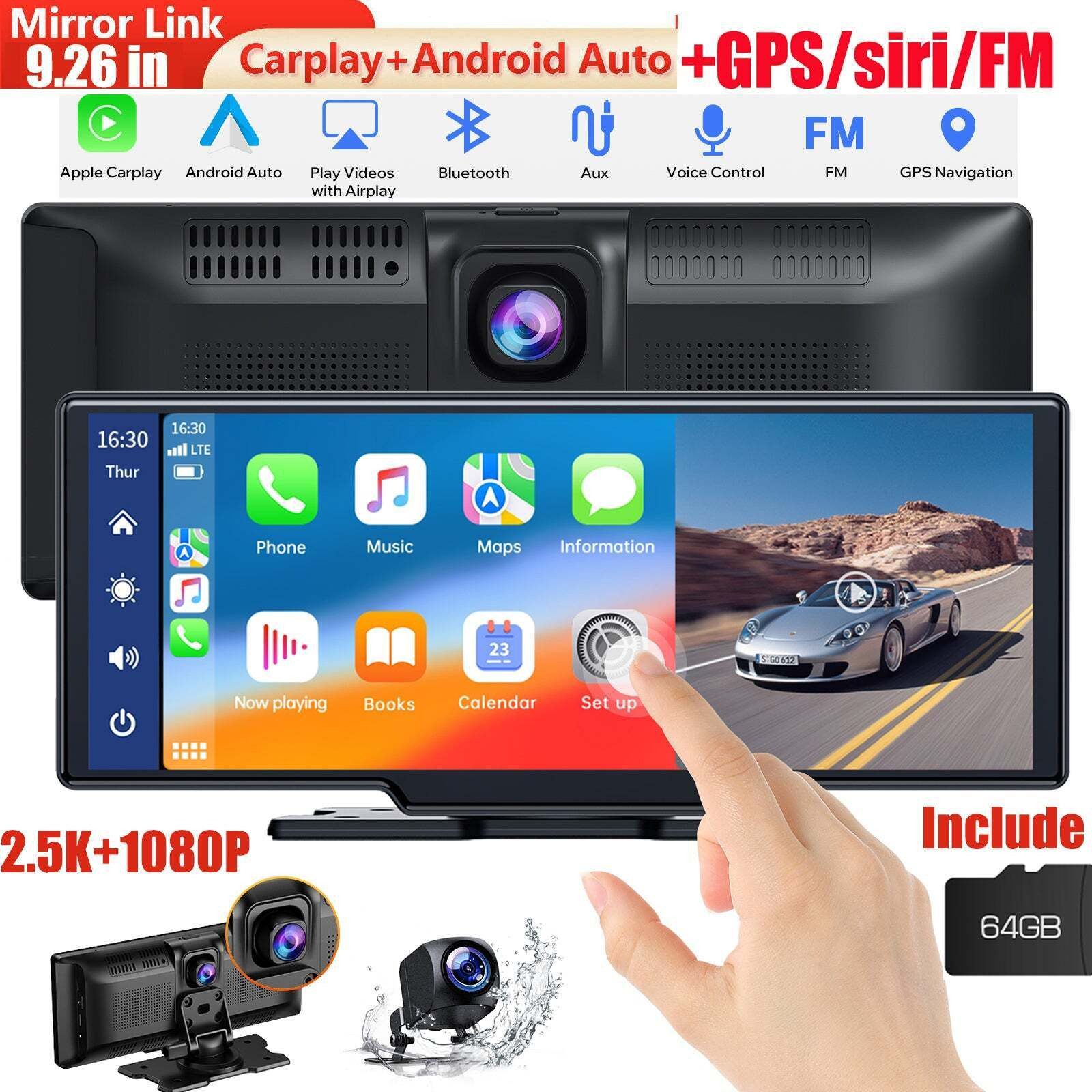 9.26 Zoll Monitor & Dashcam Kamera Carplay für Auto LKW PKW Wohnmobil Dashcam