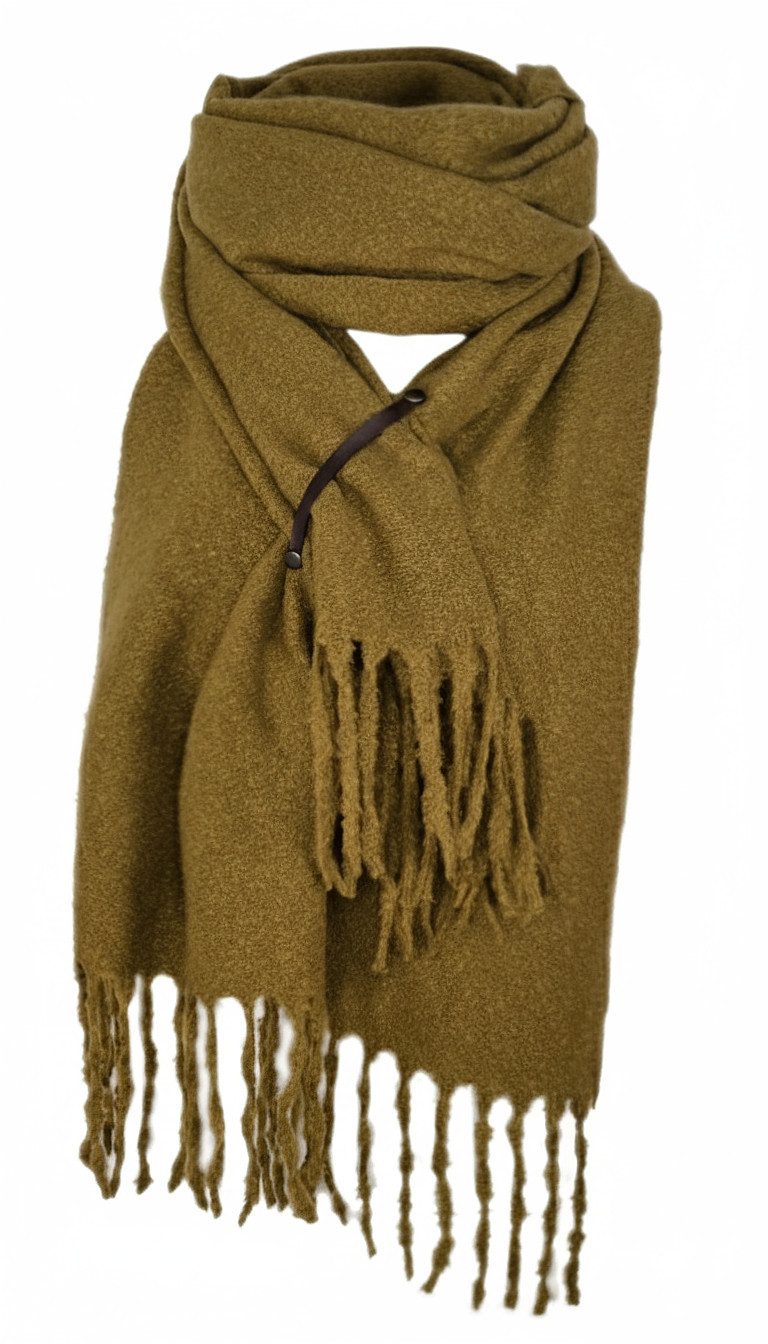 dy_mode Strickponcho 3-in-1 Damen Poncho, Umhang, Stola & Winterschal mit Fransen in Unifarbe, mit Fransen, Multifunktionstuch