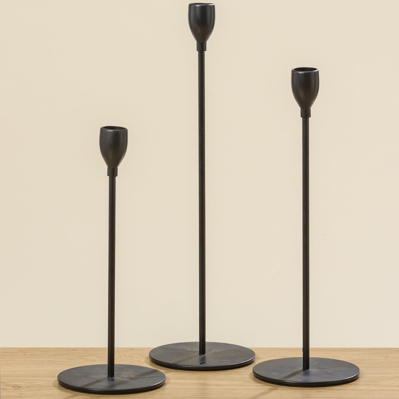BOLTZE GRUPPE GmbH Kerzenlaterne Metallkerzenhalter 23 - 33 cm MALTE, 3er Set (Kerzenhalter)