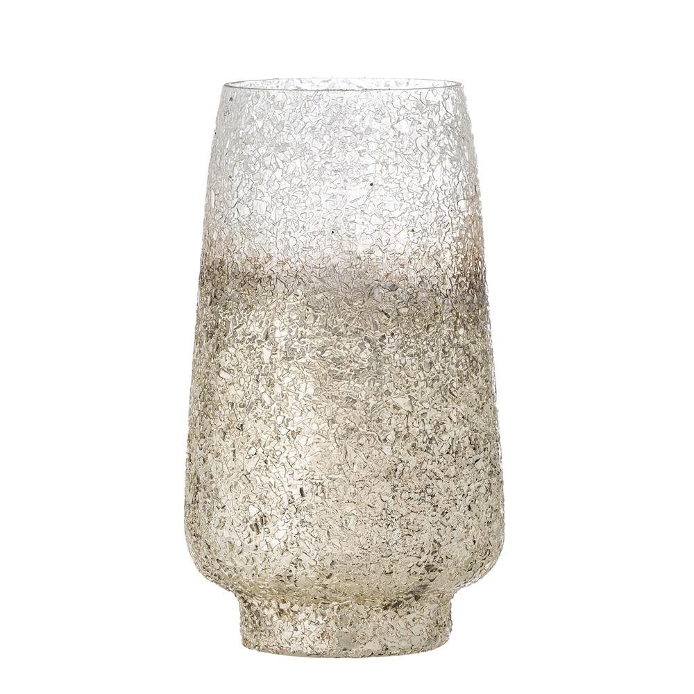 Bloomingville Teelichthalter Lucina Kerzenhalter Weihnachten, Silber, Glas, 20 cm, festliche Lichtreflexe, Teelichtglas, Adventsdeko, Fensterbankdeko