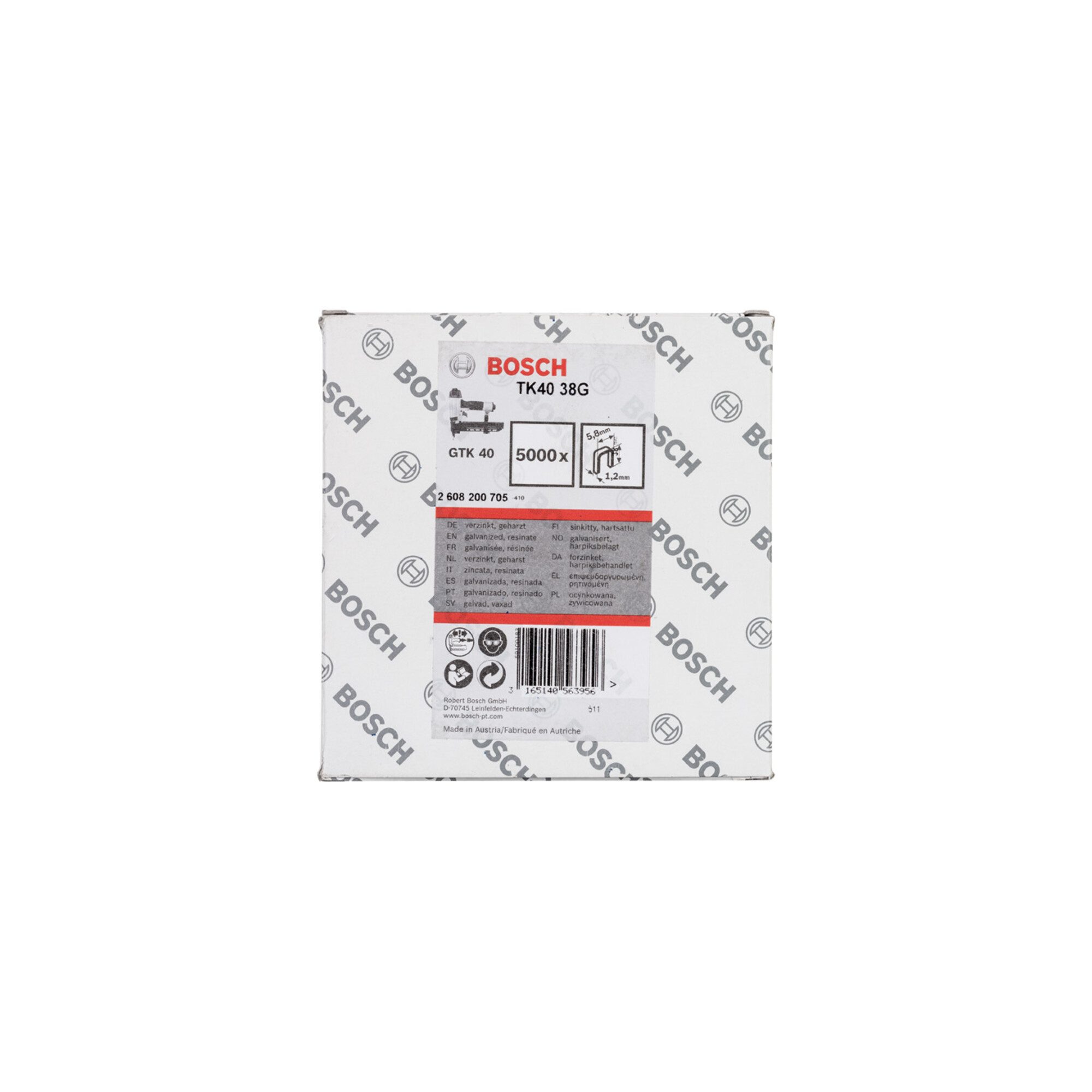 Bosch Professional Zubehör-Set Bosch Schmalrückenklammer TK40 38G 5,8 mm 1,2 mm 38 mm verzinkt 5000 S