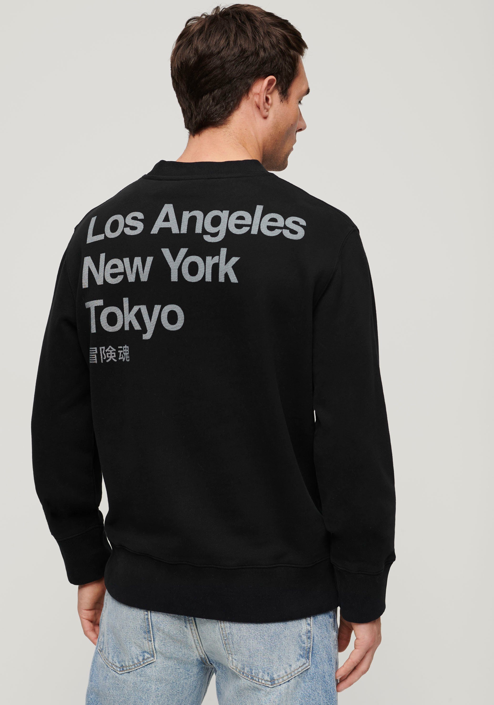 CITY LOOSE Sweatshirt CREW CORE LOGO black Superdry