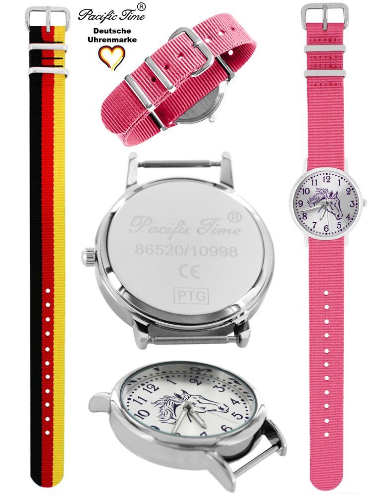 Pacific Time Quarzuhr Versand Kinder Gratis Mix violett Pferd - Deutschland und und Set Wechselarmband, rosa Design Armbanduhr Match