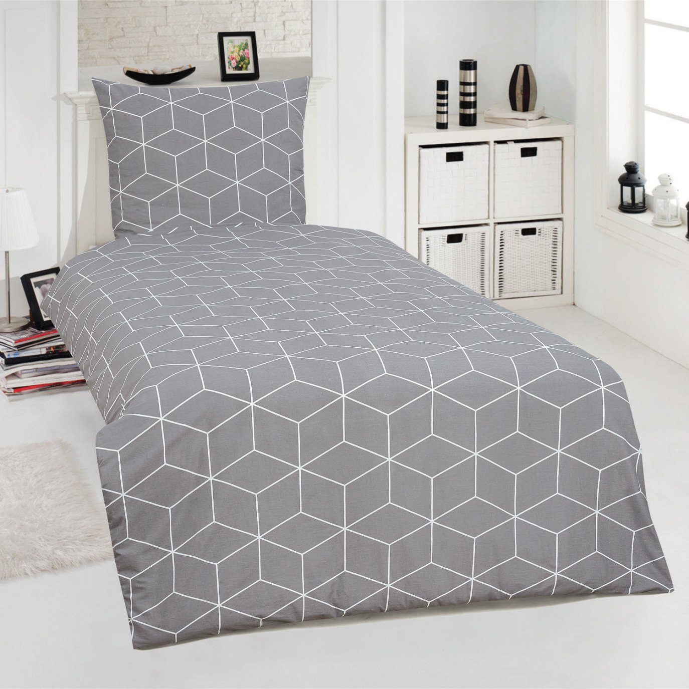 One Home Bettwäsche Cube, Renforce, 4 teilig, mit Reißverschluss, modern günstig online kaufen