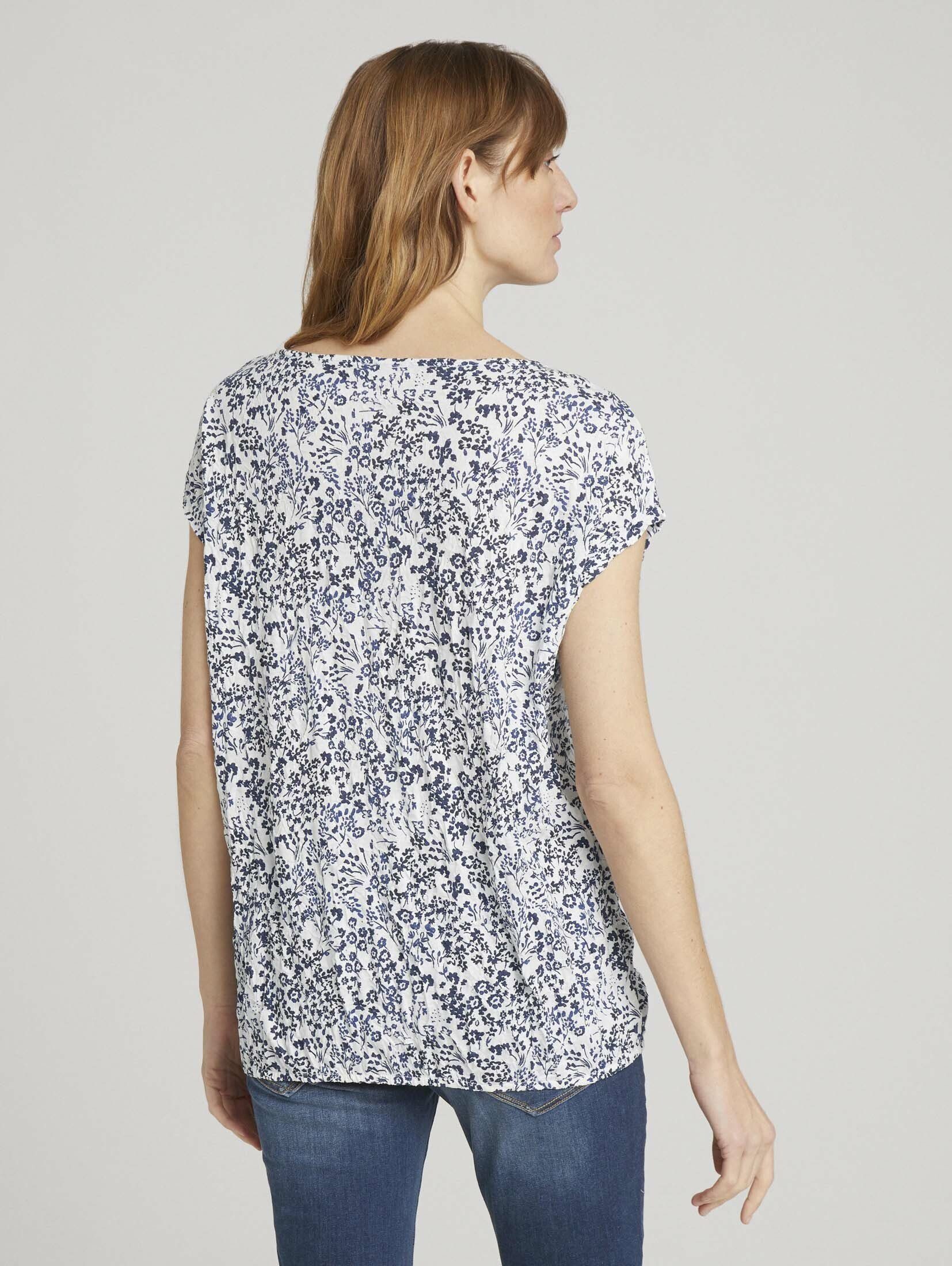 in offwhite Knitteroptik design T-Shirt T-Shirt TOM Elastisches TAILOR flower