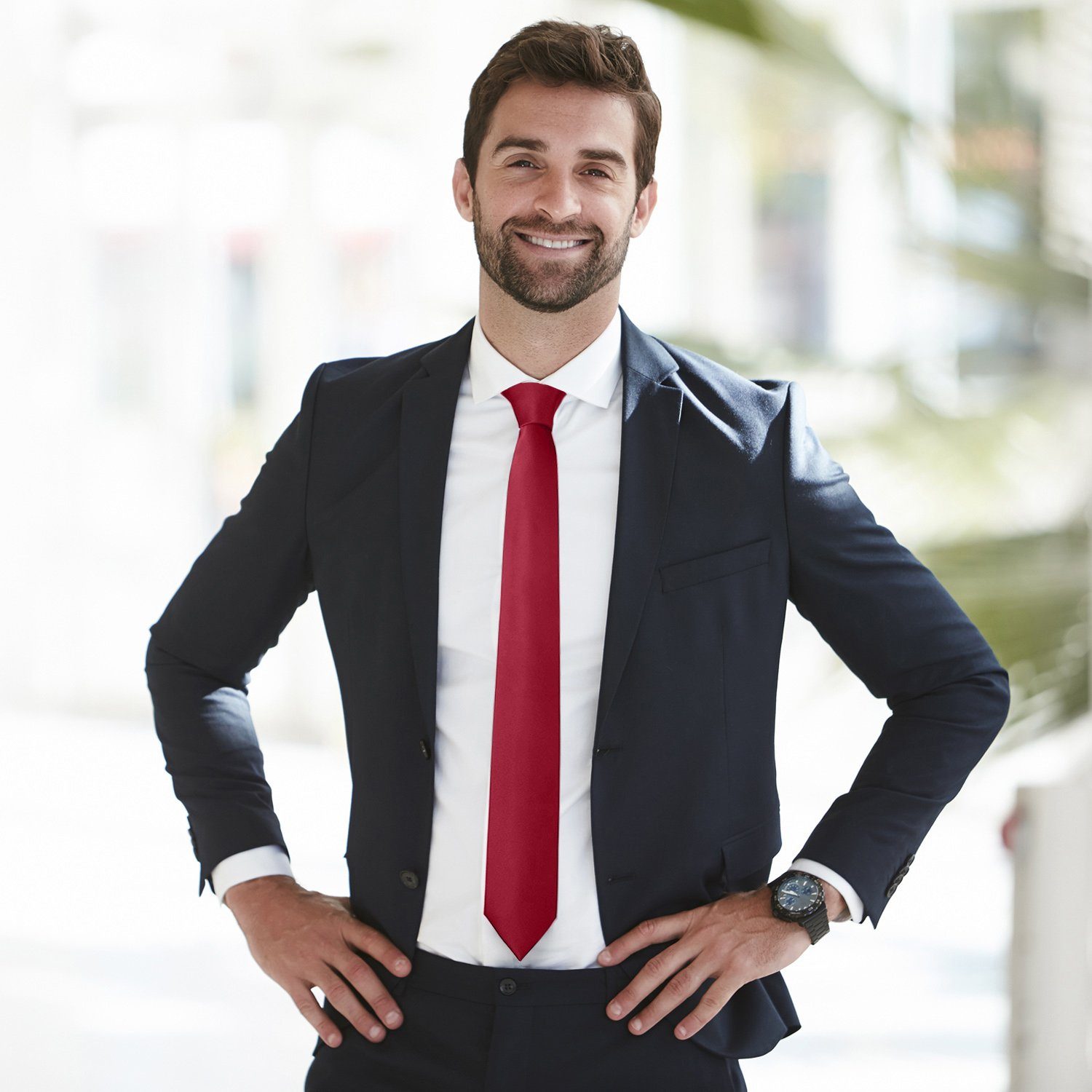 breit festliche für zeitlos oder Veranstaltungen dunkelrot 1-St., Büro DonDon cm Seidenlook, 7 Krawatte (Packung, klassischer Krawatte Schnitt, 1x Krawatte)