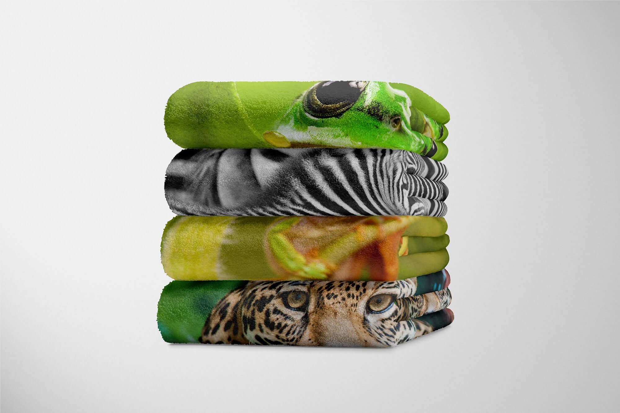 Frosch Handtuch Tiermotiv Handtuch Handtücher (1-St), Grün, Saunatuch Strandhandtuch Kuscheldecke Sinus Baumwolle-Polyester-Mix mit Art