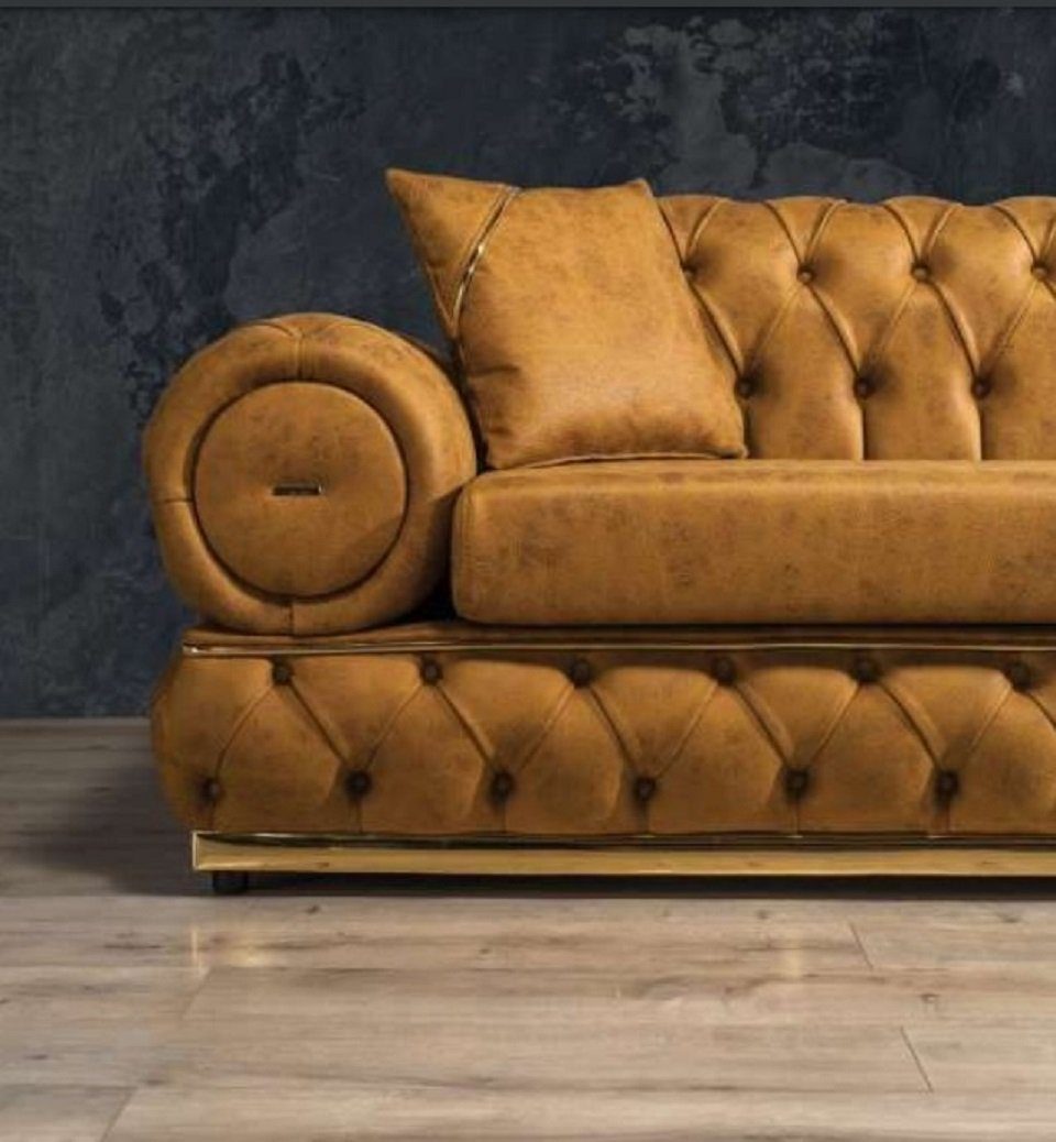 JVmoebel Wohnzimmer-Set, Leder Chesterfield Luxus Sofas Sofagarnitur Sitzer Sofa 3+1 Sessel