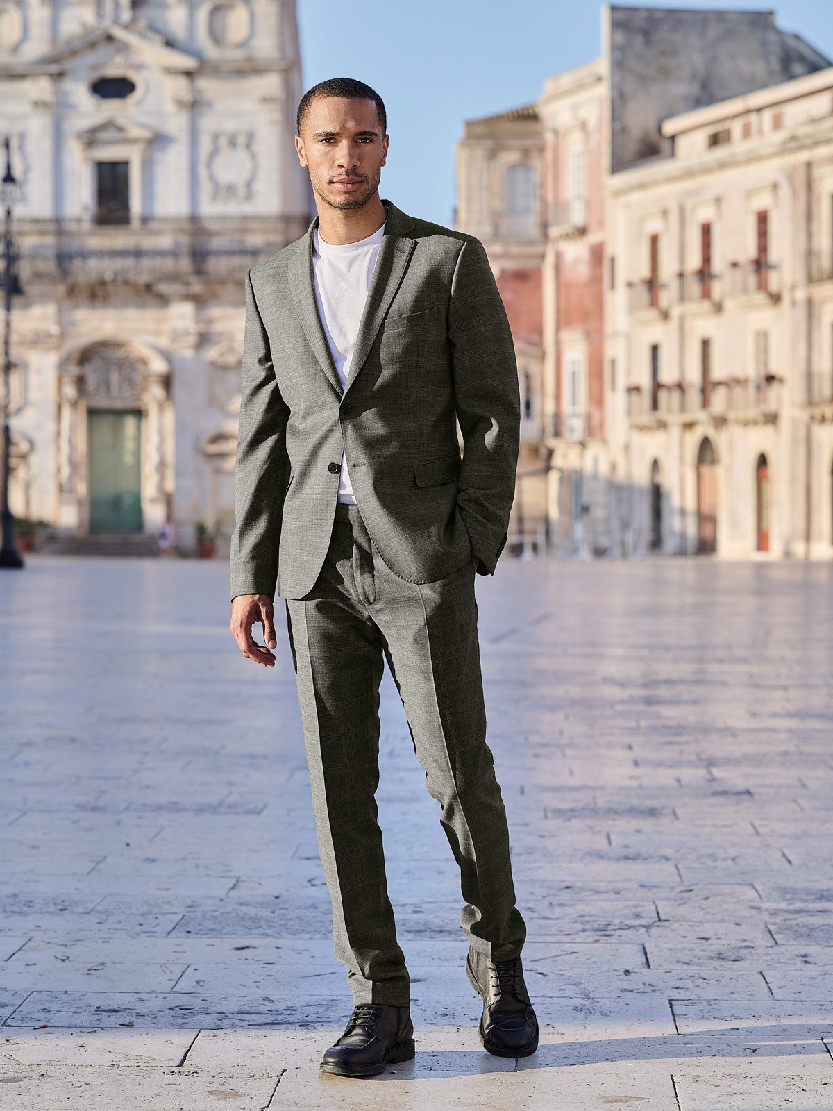 Anzugsakko Herren Anzug-Sakko slim fit, Grau