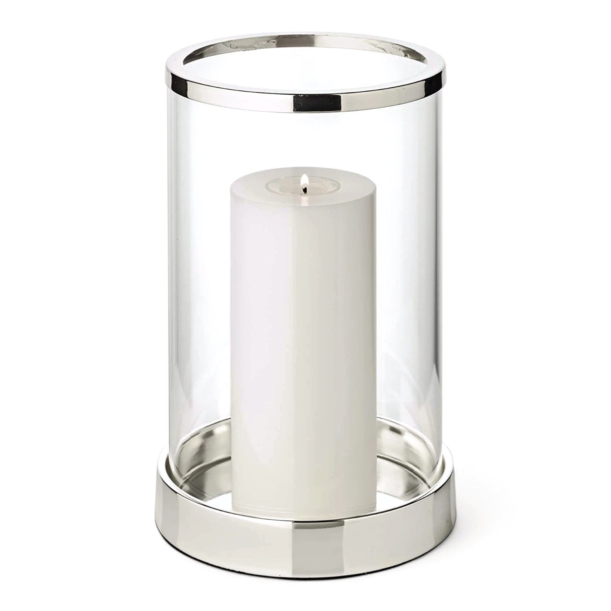 EDZARD Windlicht Sanremo (H 26 cm, Ø 16 cm) edel versilbert mit Anlaufschutz, versilbert mit Anlaufschutz