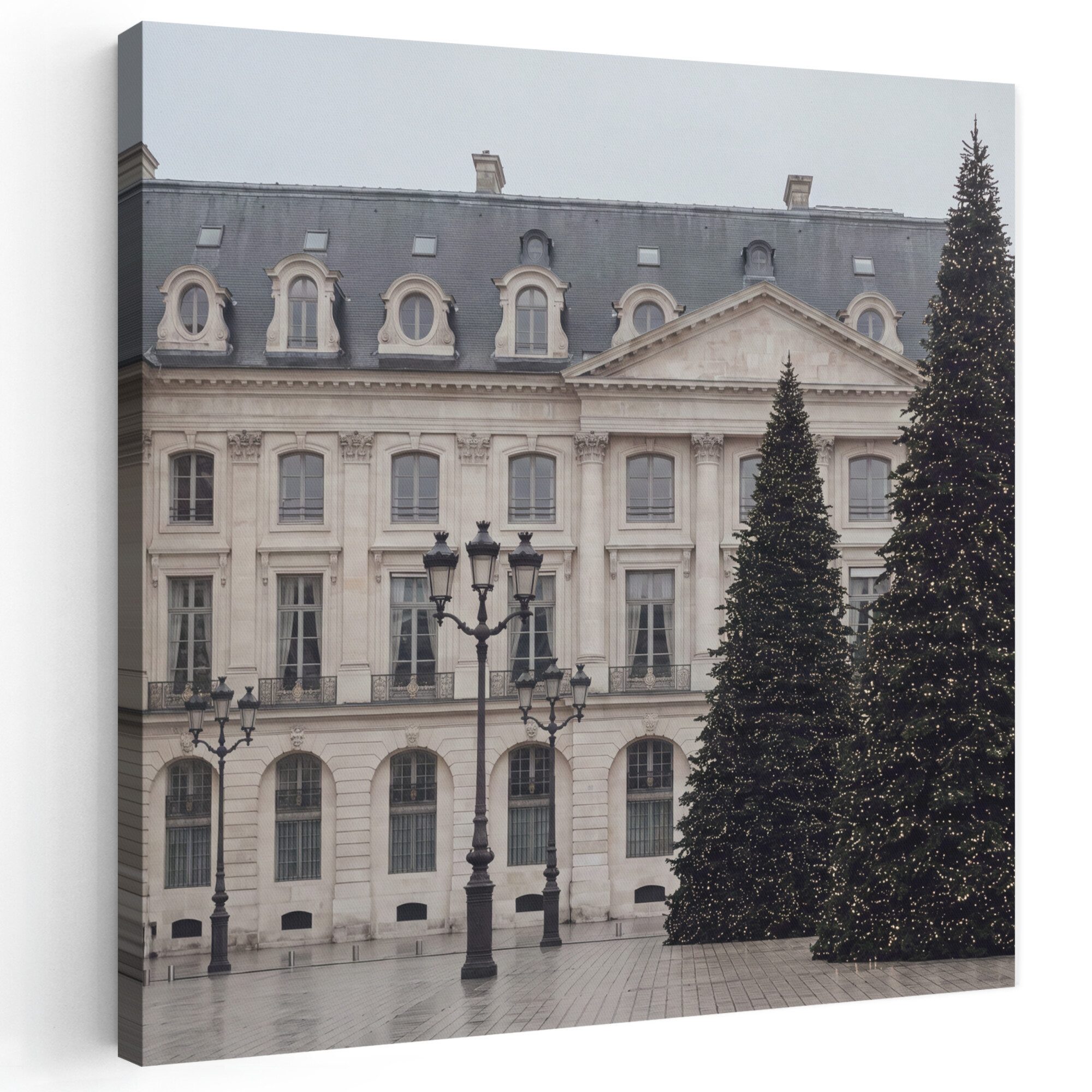 OneMillionCanvasses® Leinwandbild Weihnachtsbaum – beleuchtet – Winter, Fotodruck (1 St), Wandbild, Deko Schlafzimmer Wohnzimmer Flur 20x20 cm
