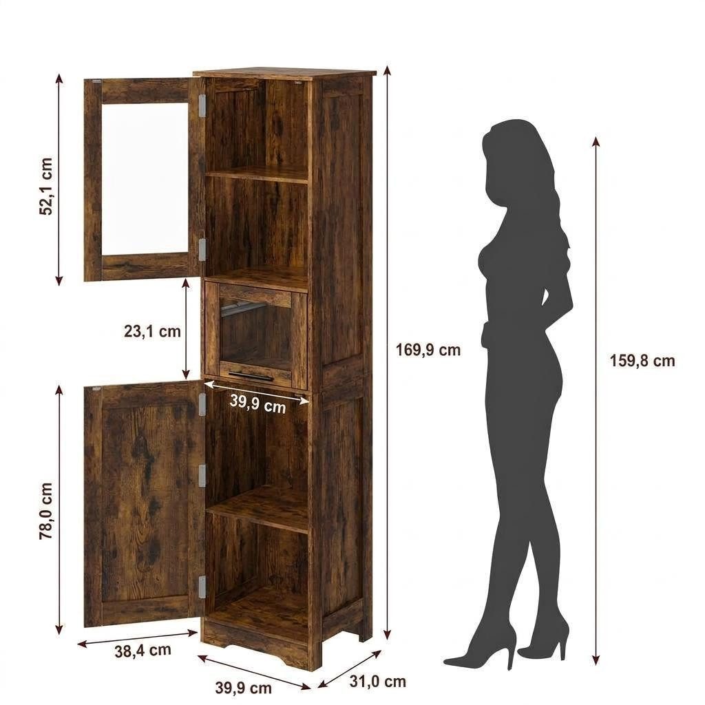 GarveeMore Hochschrank Badezimmerschrank Badschrank Badkommode Badezimmermöbel