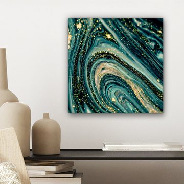 OneMillionCanvasses® Leinwandbild Marmoroptik - Luxus - Gold - Türkis - Glitzer, (1 St), Leinwand Bilder für Wohnzimmer Schlafzimmer