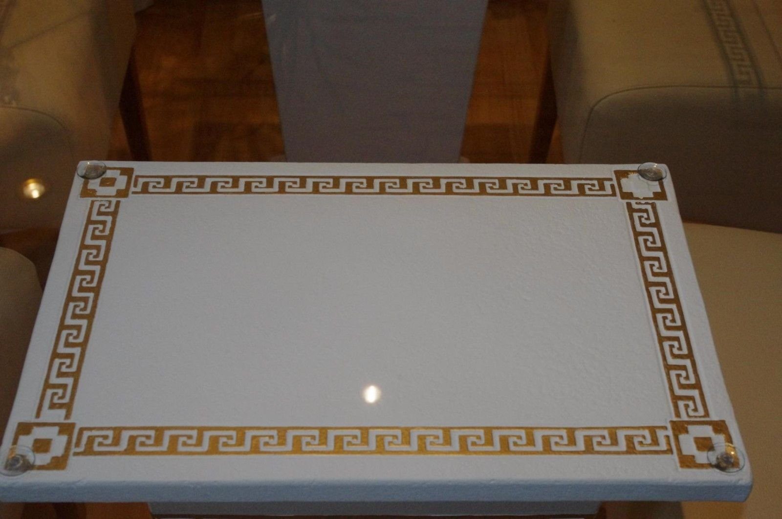 Antik Griechischer Esstisch Küchentisch Tafeltisch Säulen-Esstisch Wohndesign Glasesst Steinmöbel Antikes