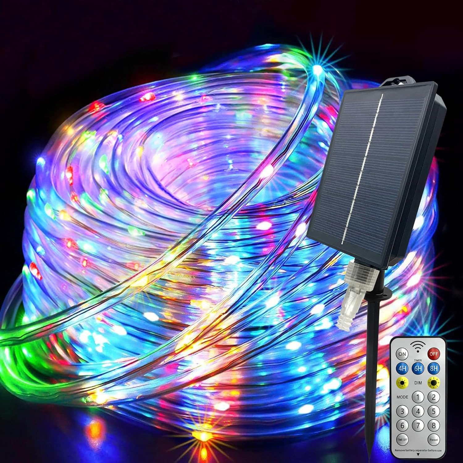 GLPE LED Solarleuchte Solar Lichterkette 20 m 200 LED RGB Garten Außen IP65, LED fest integriert, Mehrfarbig (RGB), RGB 8 Modi Fernbedienung IP65 Solar 200 LED 20 m Außen