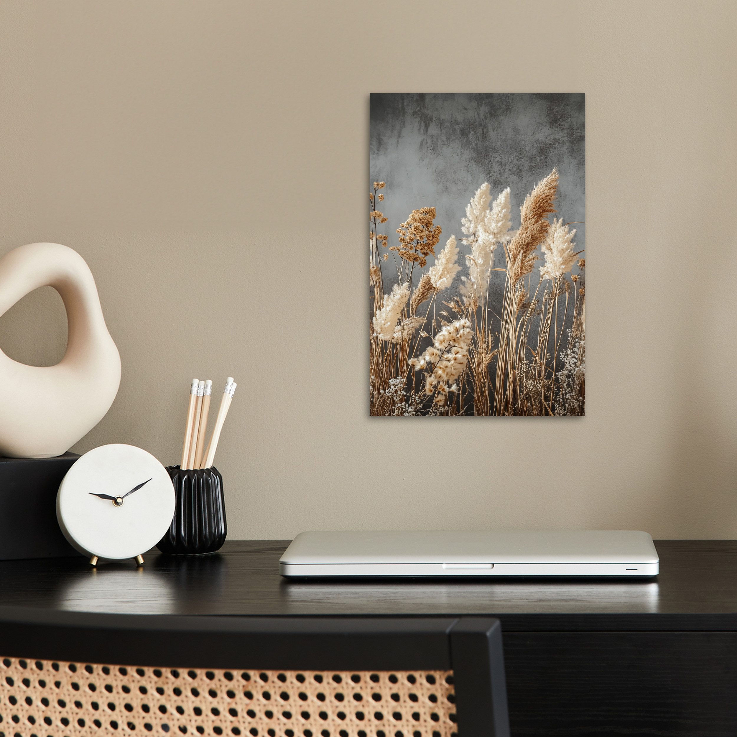 MuchoWow Poster Getrocknete Feldblumen - Grau günstig online kaufen