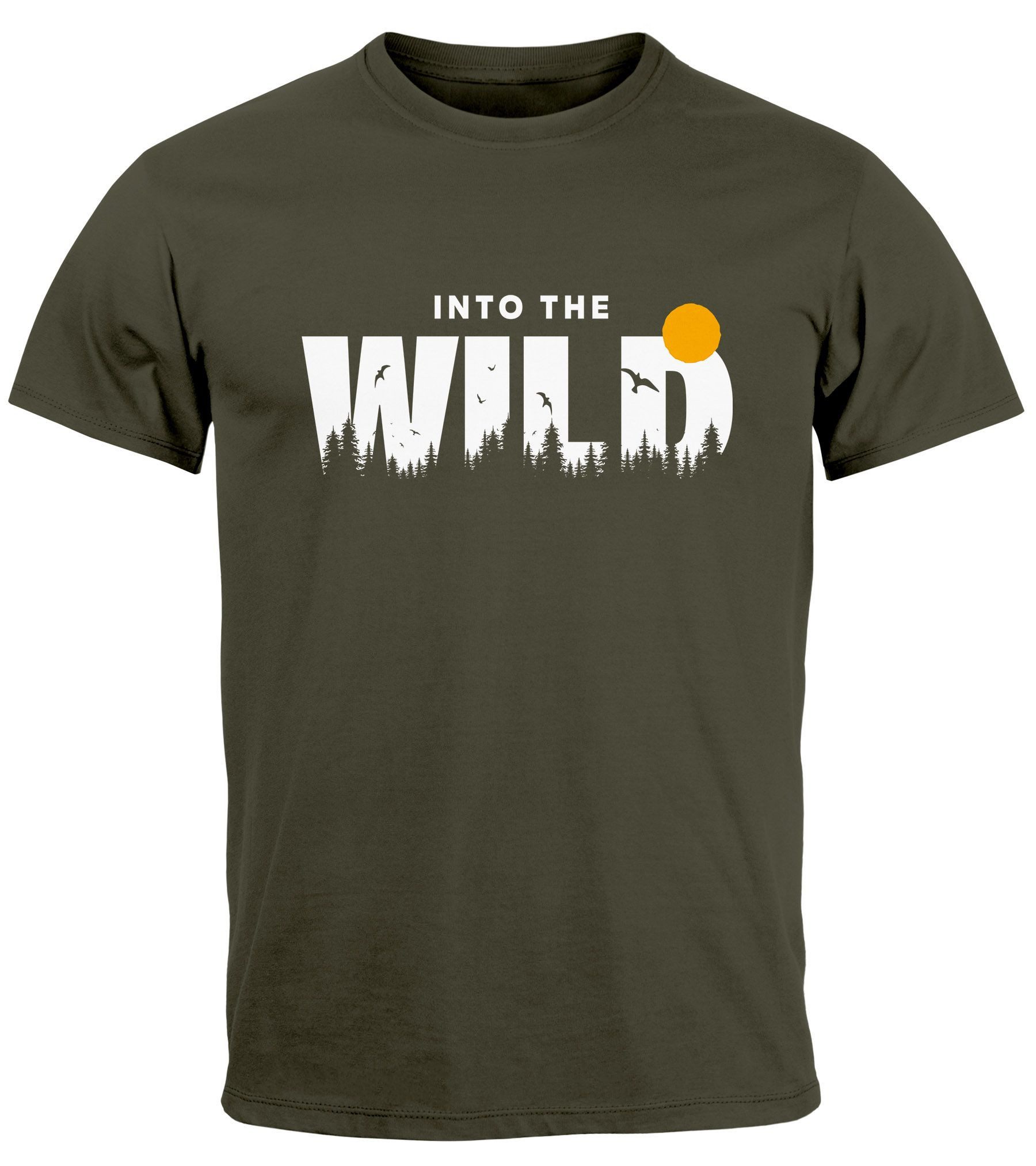Neverless Print-Shirt Herren T-Shirt Brustprint Bedruckt Into the Wild Schr günstig online kaufen