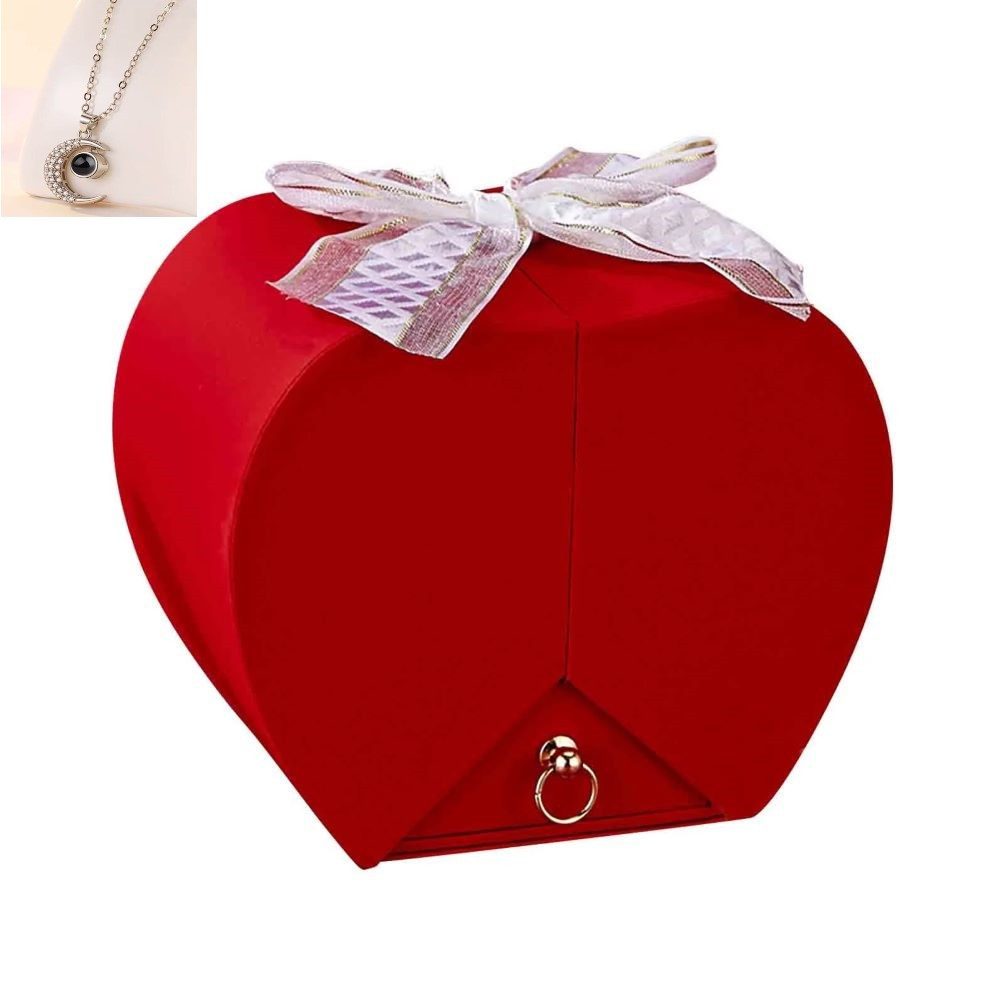 Tidy Schmuckkasten Geschenkbox ewig roter Rose und Mondkette – Perfekt für Liebesbeweis