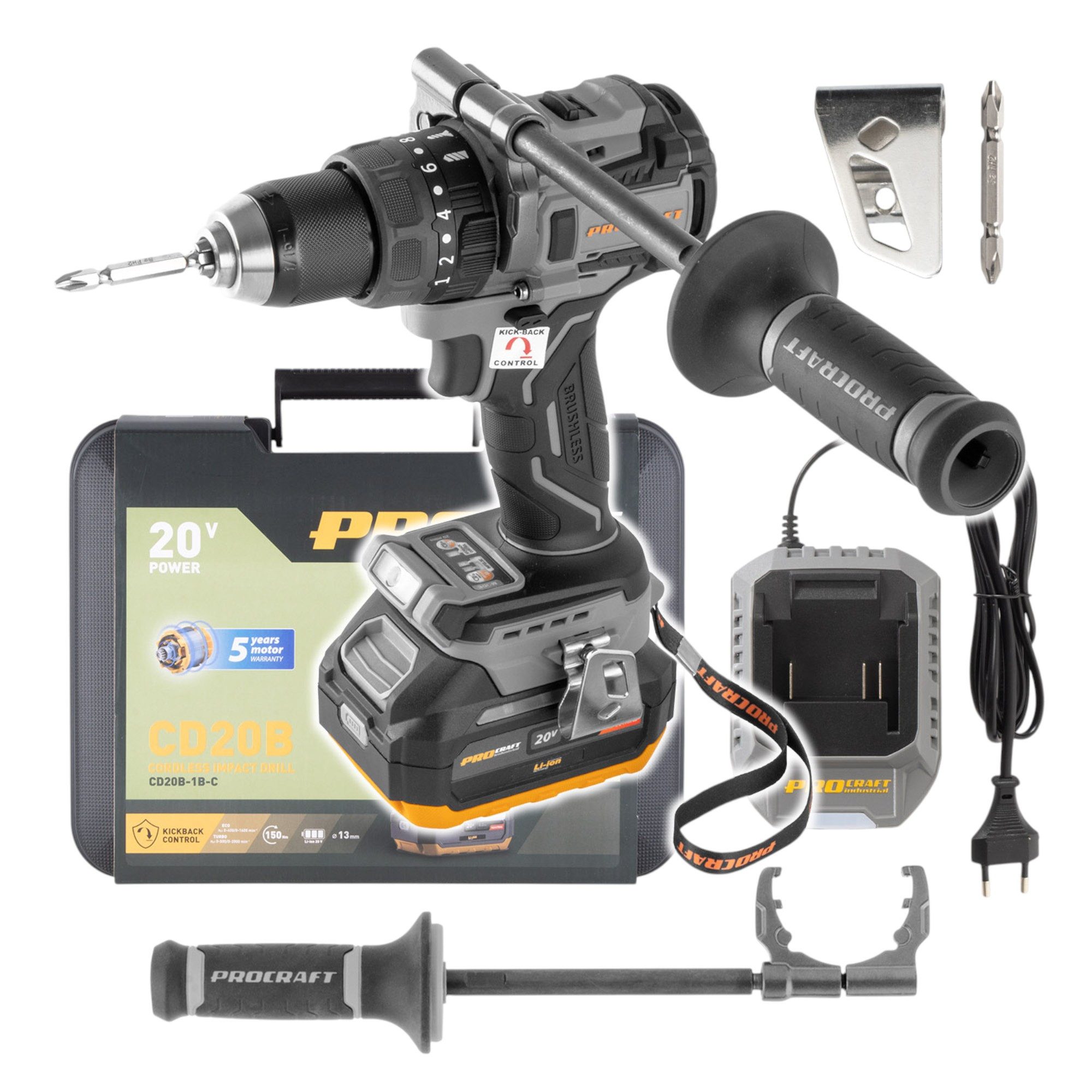 PROCRAFT industrial Akku-Schrauber Industrial CD20B-1b 20 V 150 Nm + 1x Akku 4,0 Ah + Ladegerät + Koffer