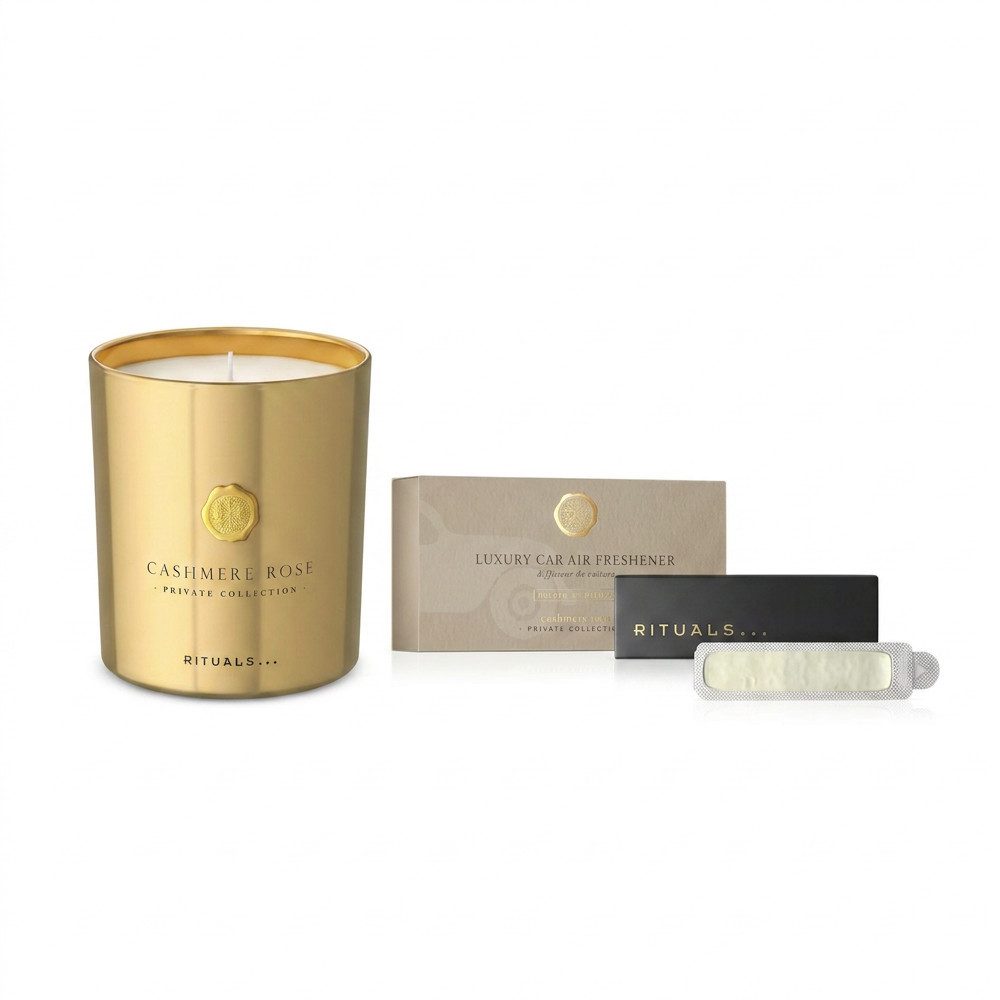Rituals Duftkerze Rituals Cashmere Rose Candle Car Perfume Home Duo., Harmonisches Home Duo für Wohnraum und Auto