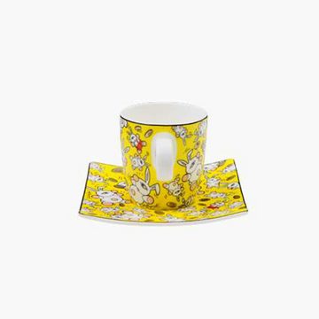 Goebel Espressotasse Mauro Bergonzoli - Magic Bunny Gold, Fine Bone China