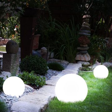 etc-shop LED Solarleuchte, LED-Leuchtmittel fest verbaut, Kaltweiß, Solarlampen für Außen Kugel Gartenleuchte Erdspieß